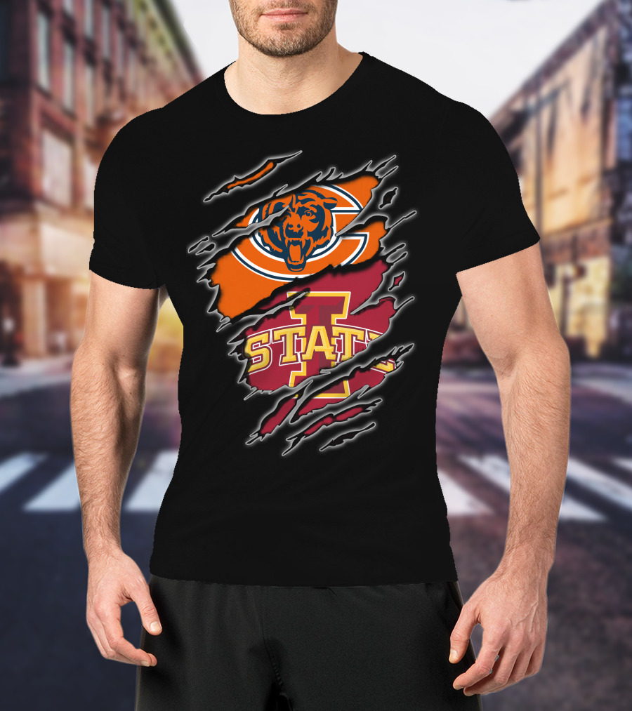 Chicago Bears Iowa State Cyclones Claw Rip T-Shirt