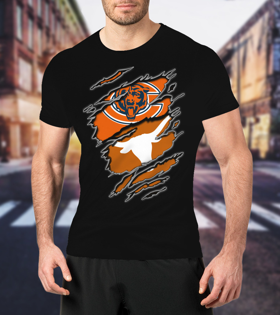 Bears Longhorns Chicago Texas Football Crossover T-Shirt