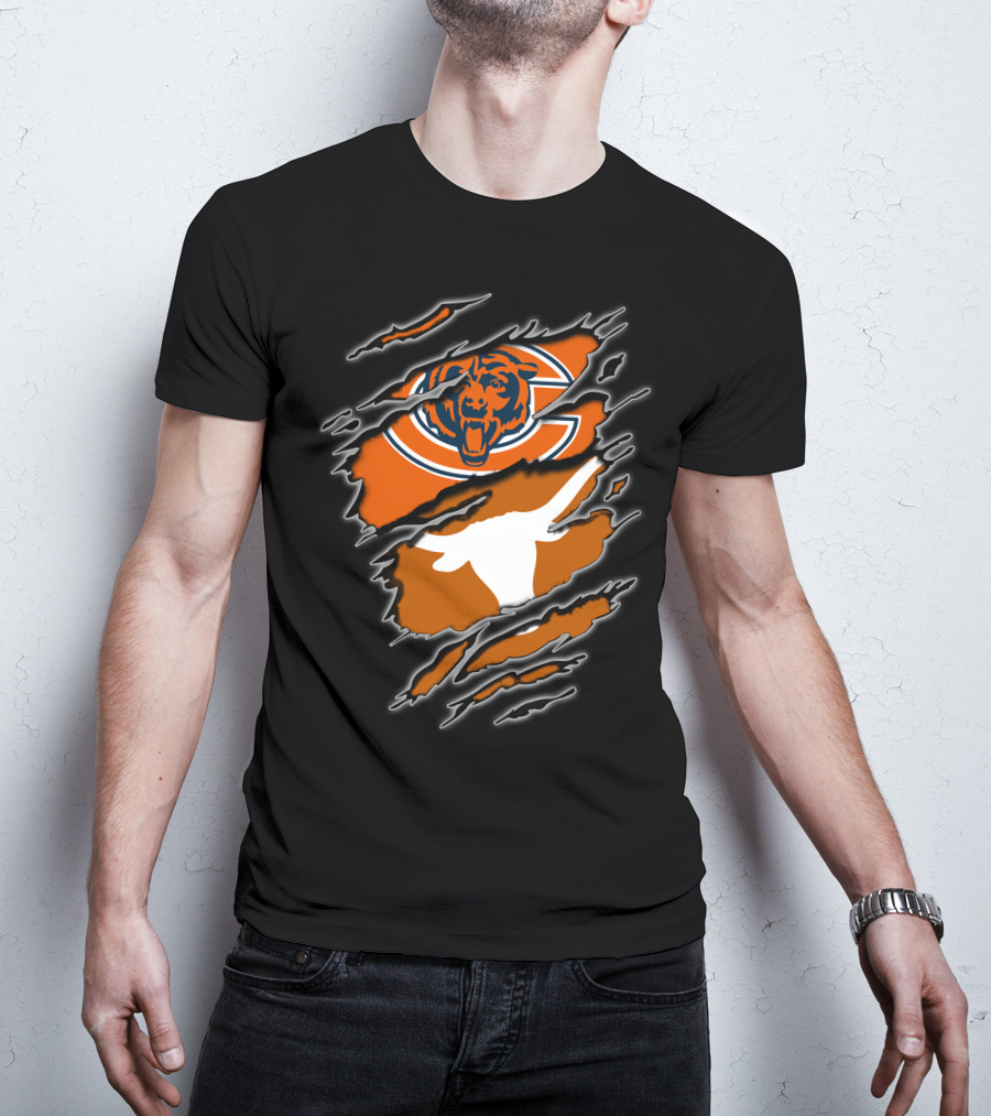 Bears Longhorns Chicago Texas Football Crossover T-Shirt