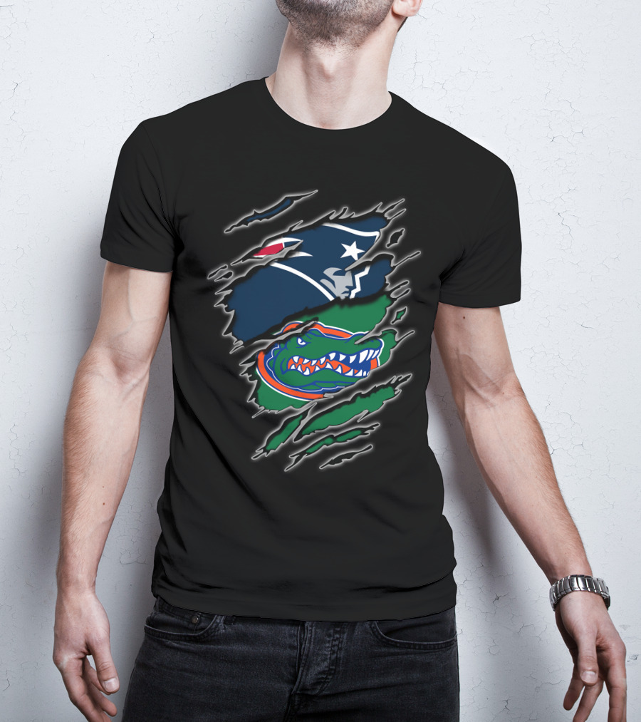 Patriots Gators Logo Crossover Featuring Iconic Team T-Shirt