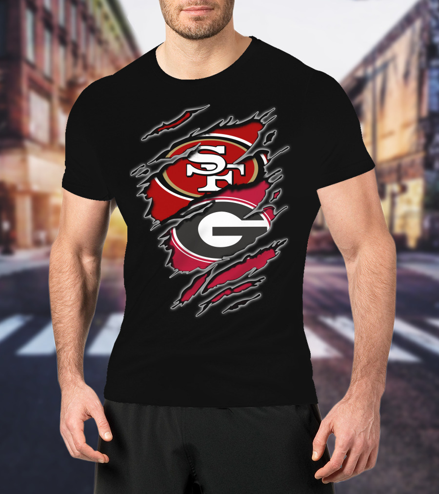 49ers Georgia Bulldogs Sf And G Logo Merge T-Shirt