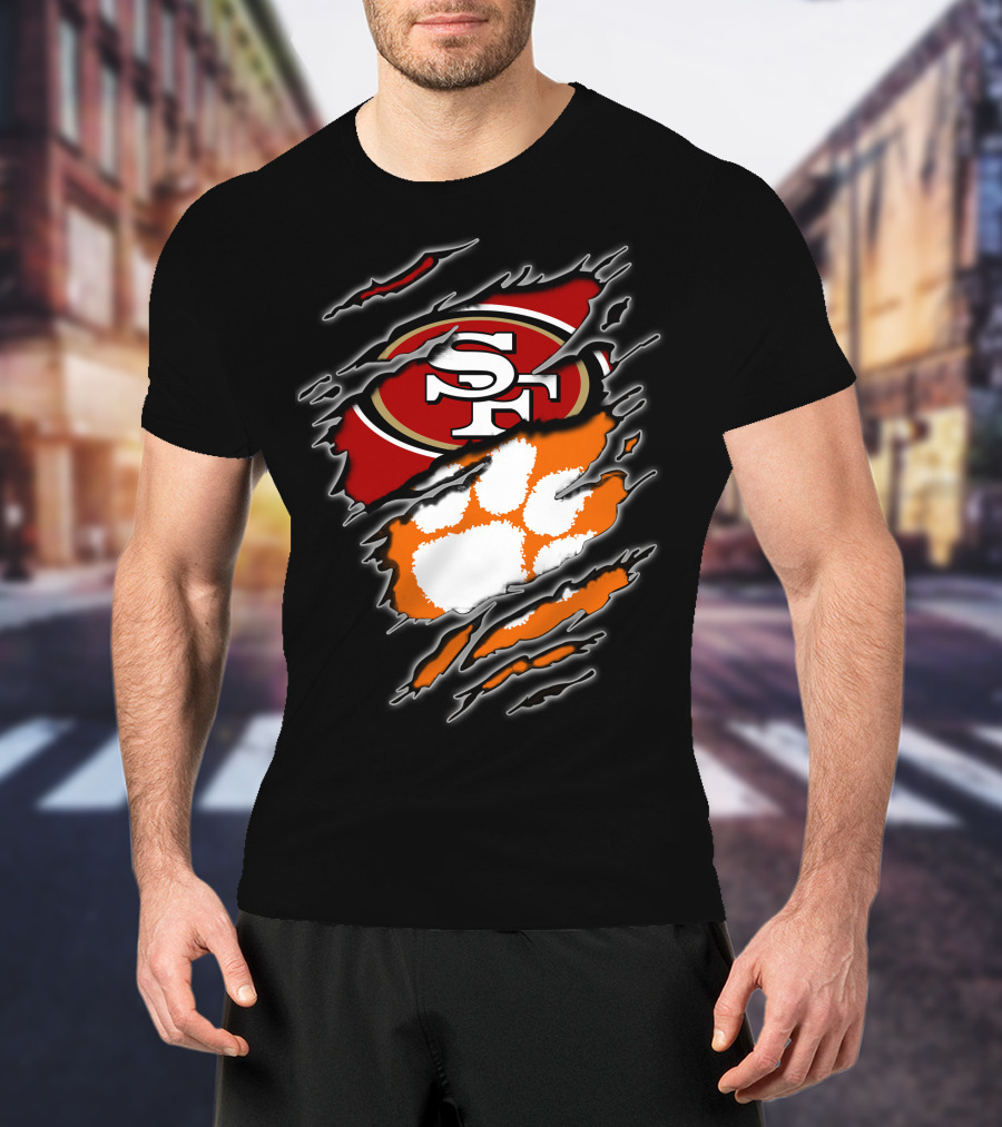 San Francisco 49ers Clemson Tigers Logo Mashup T-Shirt