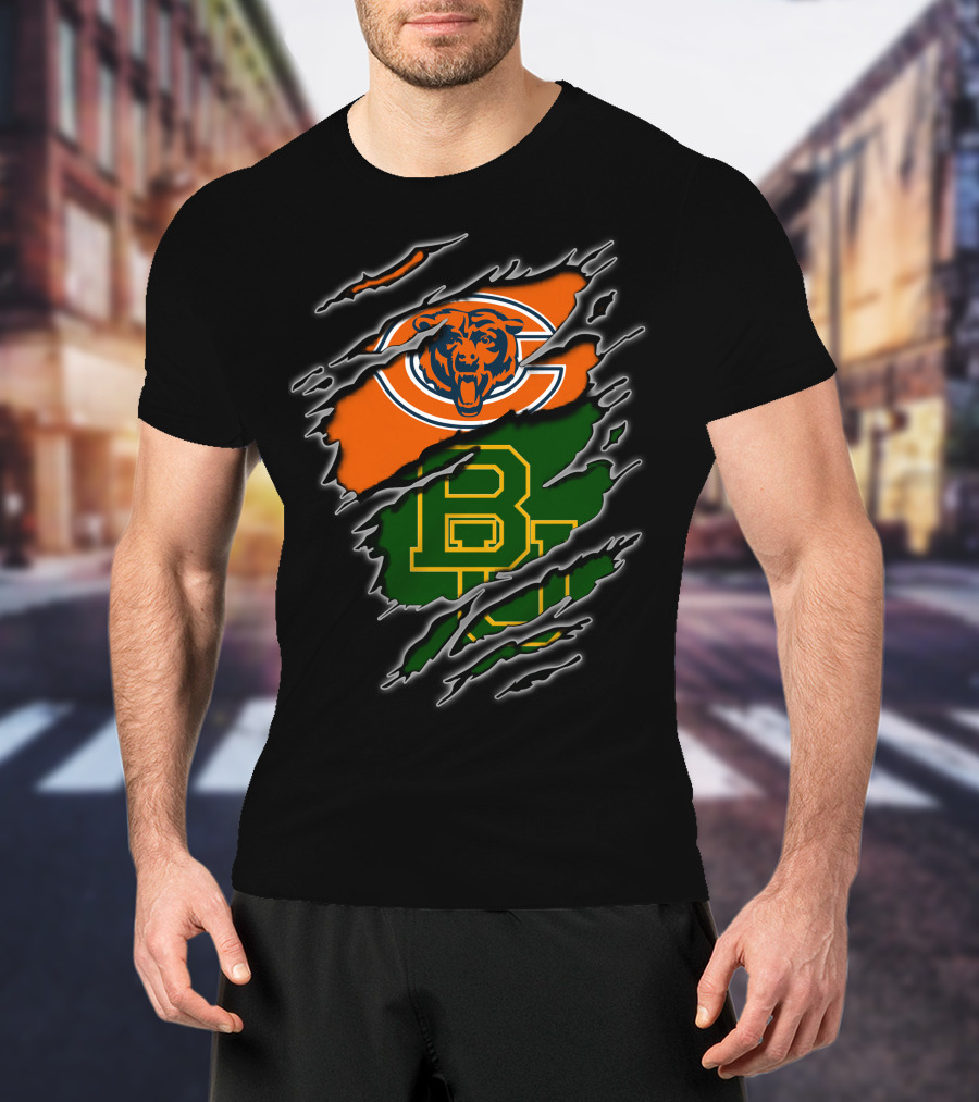Chicago Bears Baylor University Bears Logo Combination T-Shirt