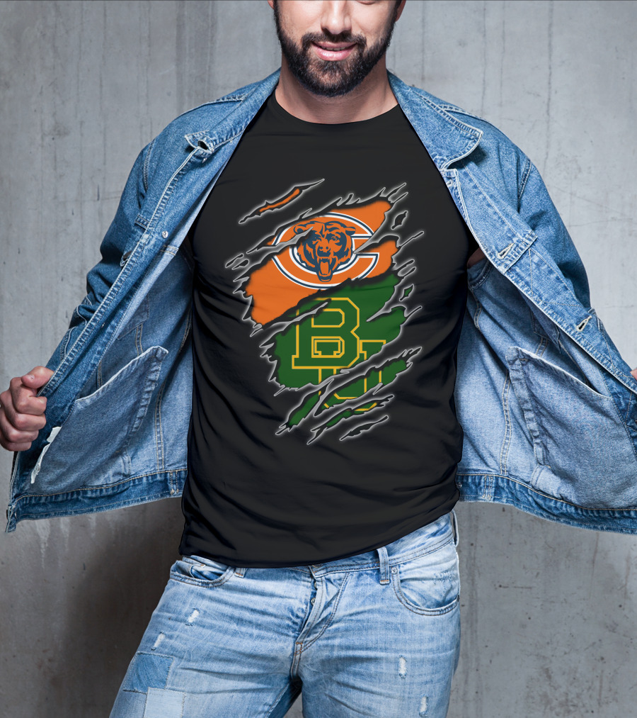 Chicago Bears Baylor University Bears Logo Combination T-Shirt