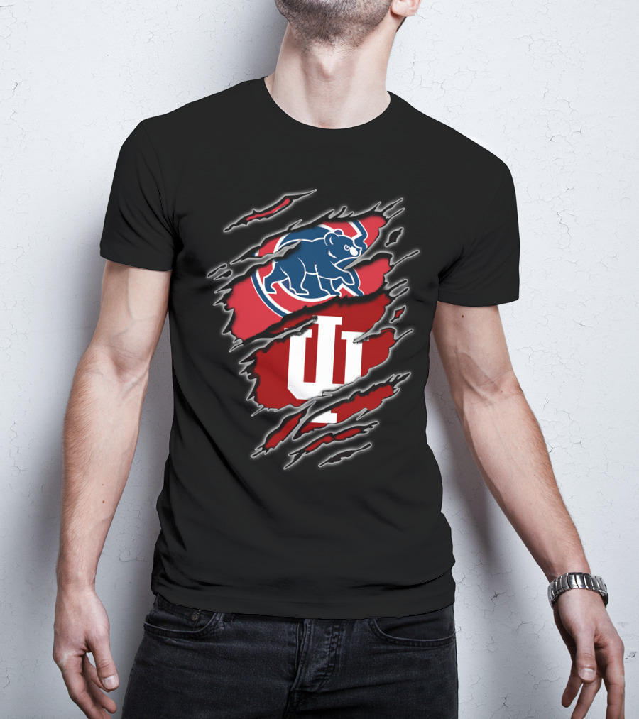 Chicago Cubs Indiana Hoosiers Dual Logo Claw Marks T-Shirt