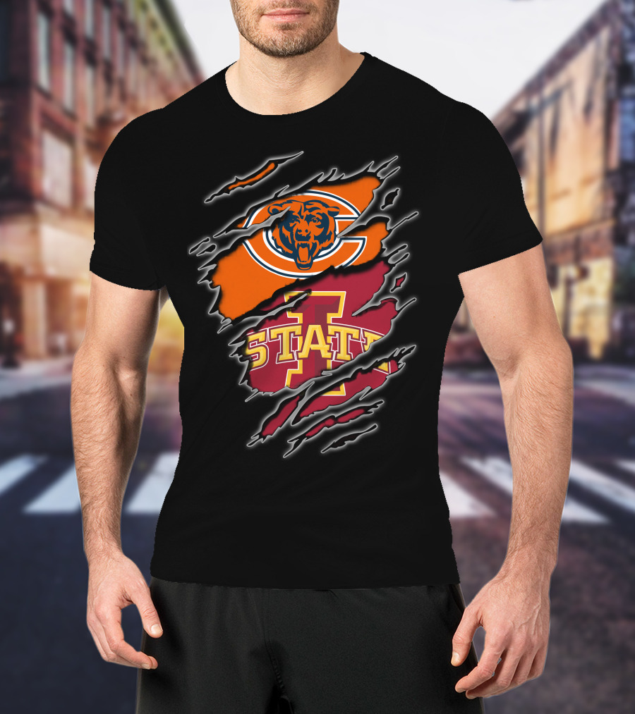 Chicago Bears Iowa State Cyclones Torn Graphics T-Shirt