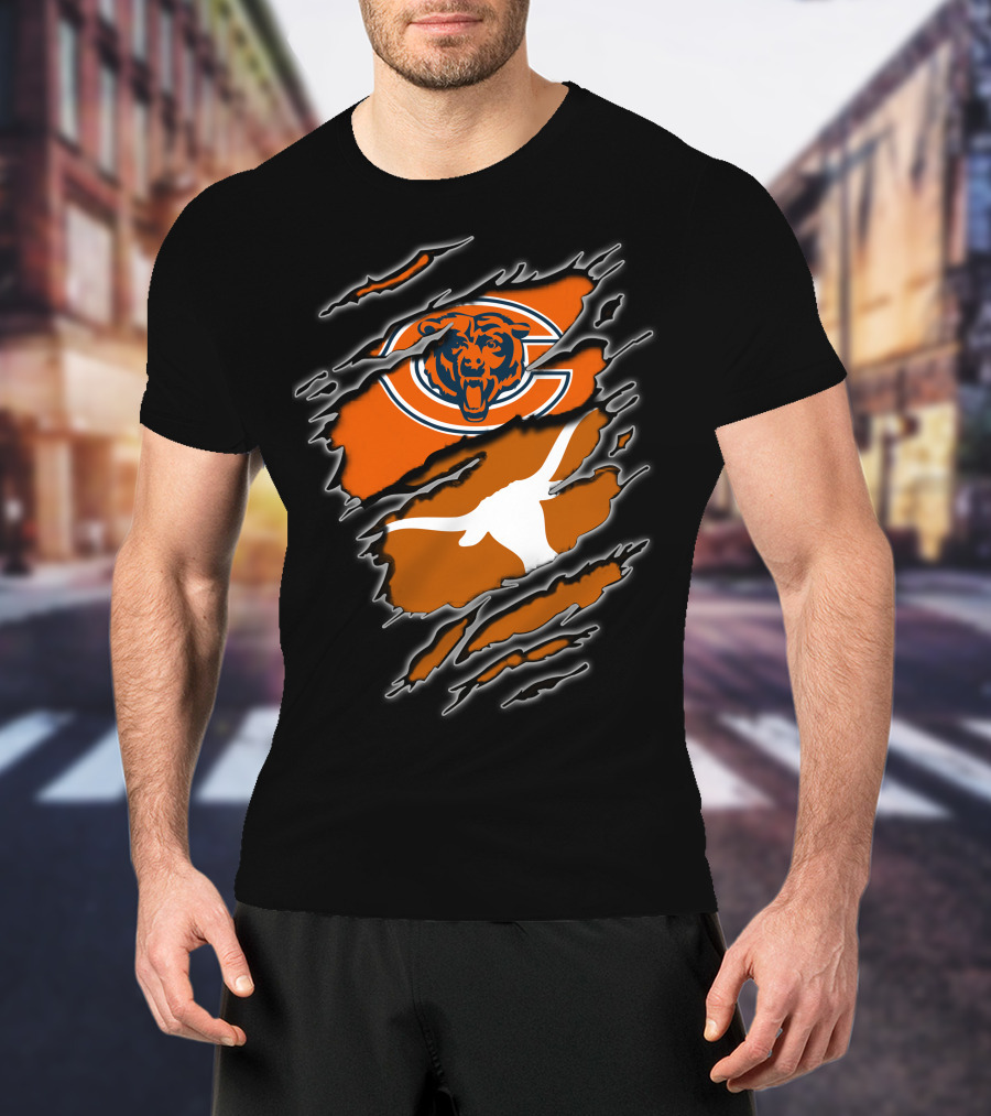 Bears Longhorns Logo Crossover Claw Tear T-Shirt