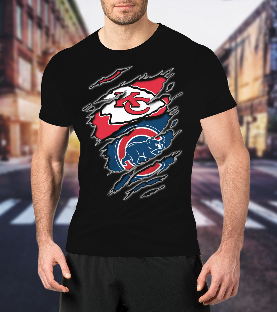 Kansas City Chiefs Chicago Cubs Claw Rip T-Shirt