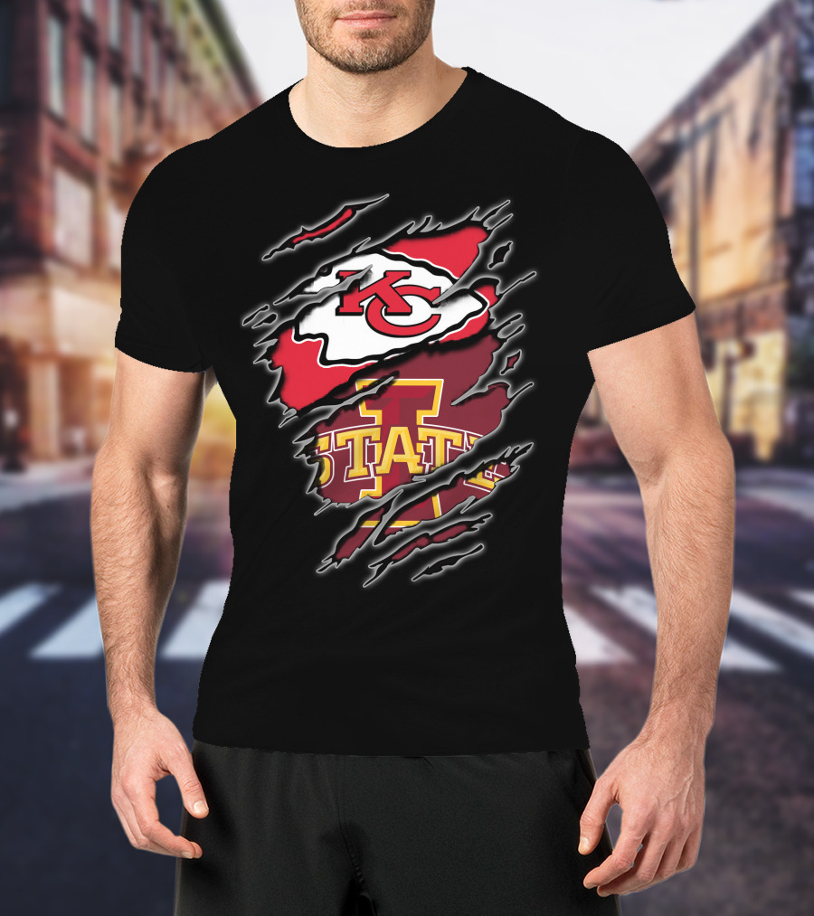 Kansas City Chiefs Iowa State Cyclones Ripped Claw T-Shirt