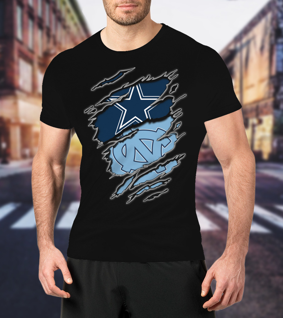 Dallas Cowboys North Carolina Tar Heels Torn Flag T-Shirt