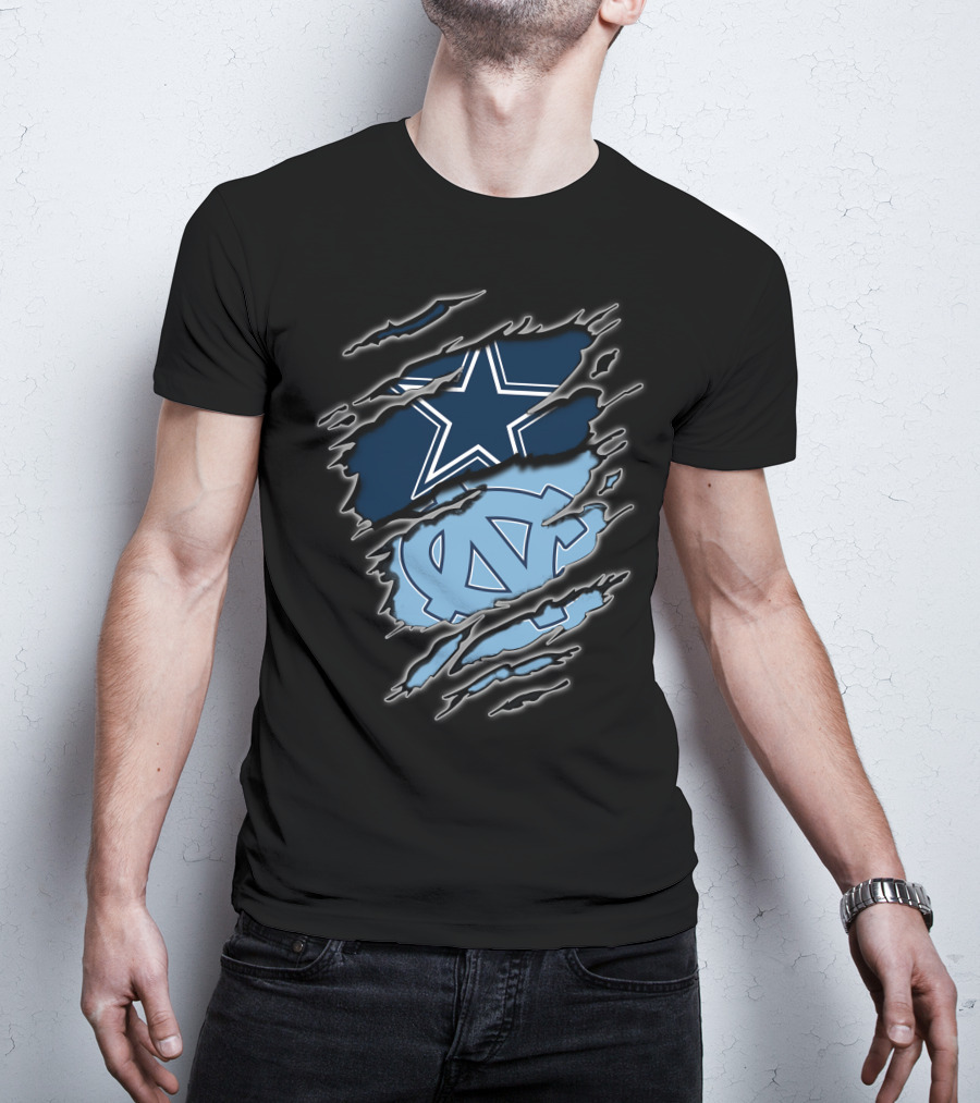Dallas Cowboys North Carolina Tar Heels Torn Flag T-Shirt