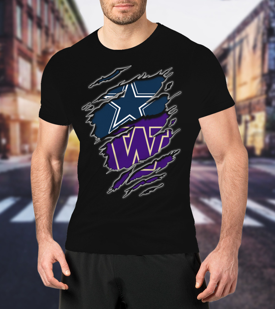Dallas Cowboys Washington Huskies Logo Mashup T-Shirt