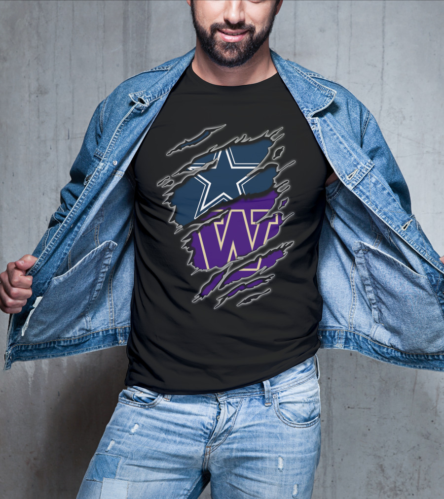 Dallas Cowboys Washington Huskies Logo Mashup T-Shirt