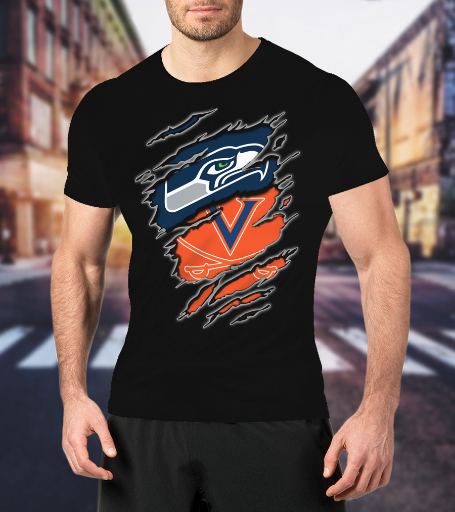 Seahawks Cavaliers Torn Reveal Sports Mashup T-Shirt
