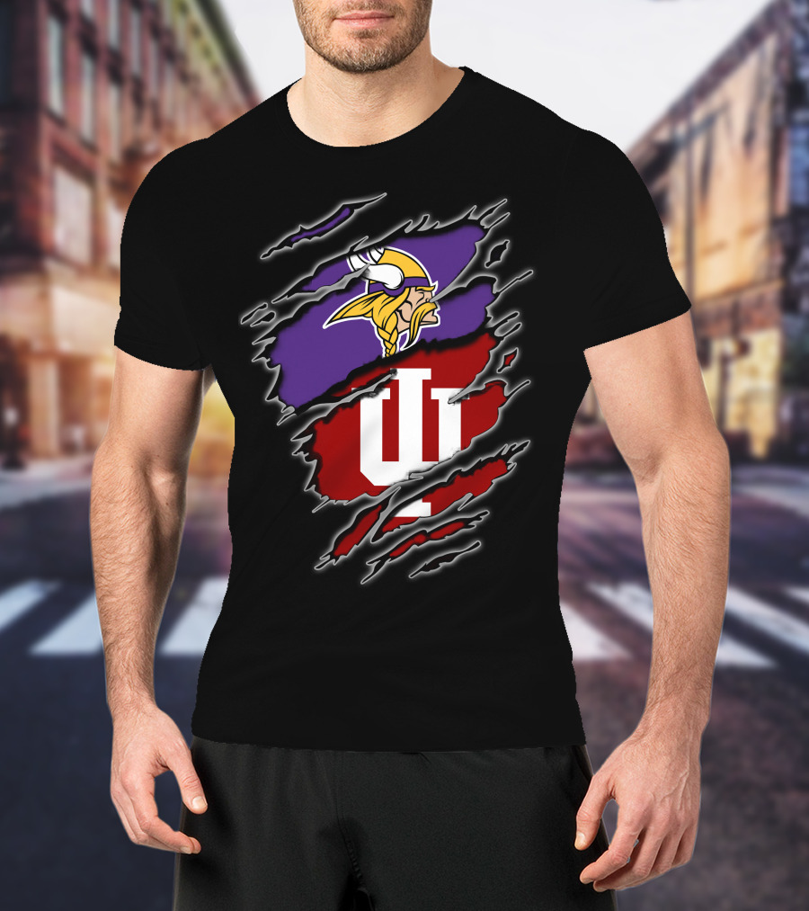 Vikings Hoosiers Minnesota NFL Indiana University Fan Logo Fusion T-Shirt
