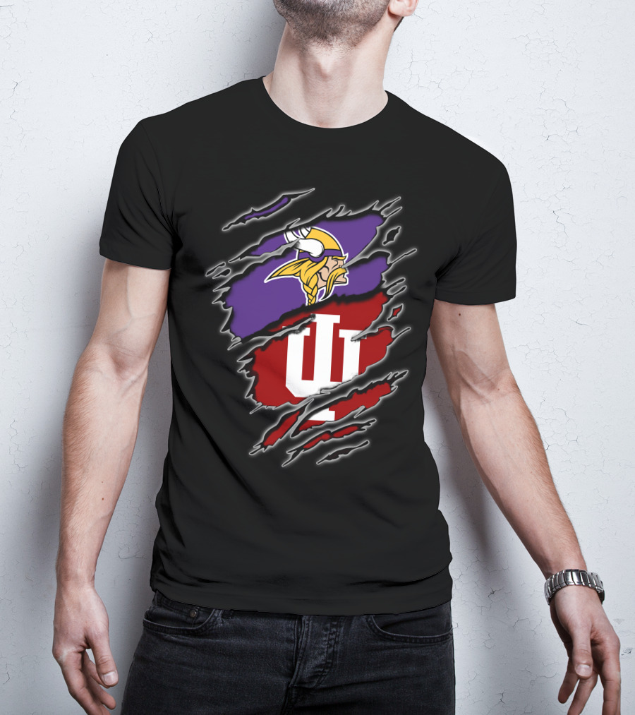 Vikings Hoosiers Minnesota NFL Indiana University Fan Logo Fusion T-Shirt