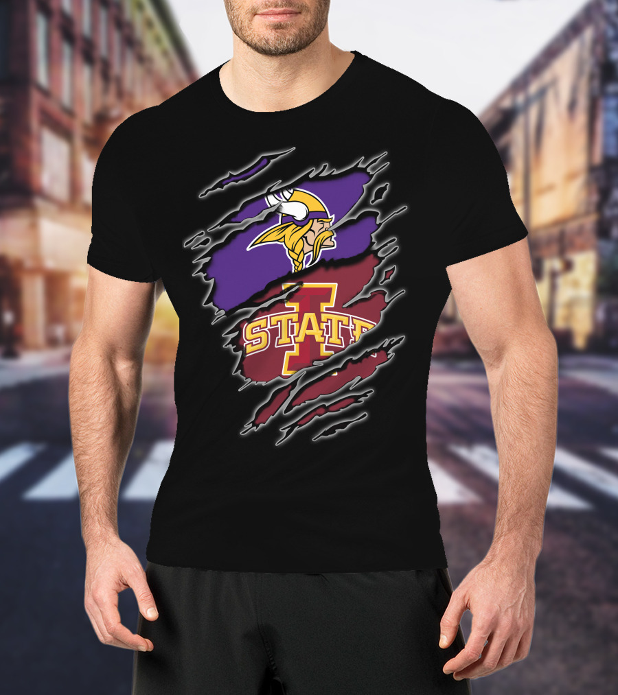 Minnesota Vikings Iowa State Cyclones Torn Claw Marks T-Shirt
