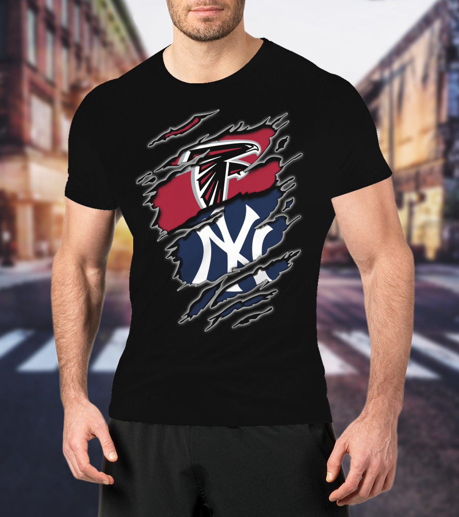 Atlanta Falcons And New York Yankees Torn T-Shirt