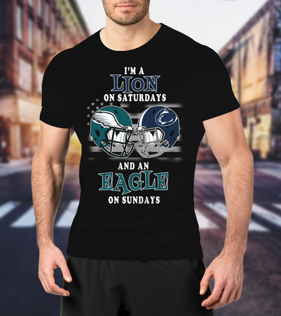 I'm A Lion On Saturdays And An Eagle On Sundays Football Helmets Reflection T-Shirt