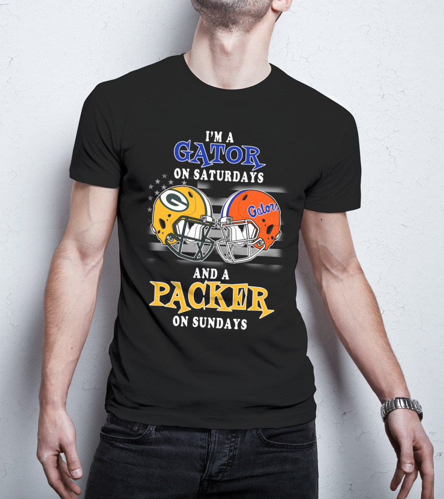 I'm A Gator On Saturdays And A Packer On Sundays Football Helmets T-Shirt