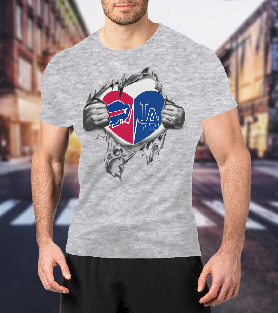 Buffalo Bills Los Angeles Dodgers Heart T-Shirt