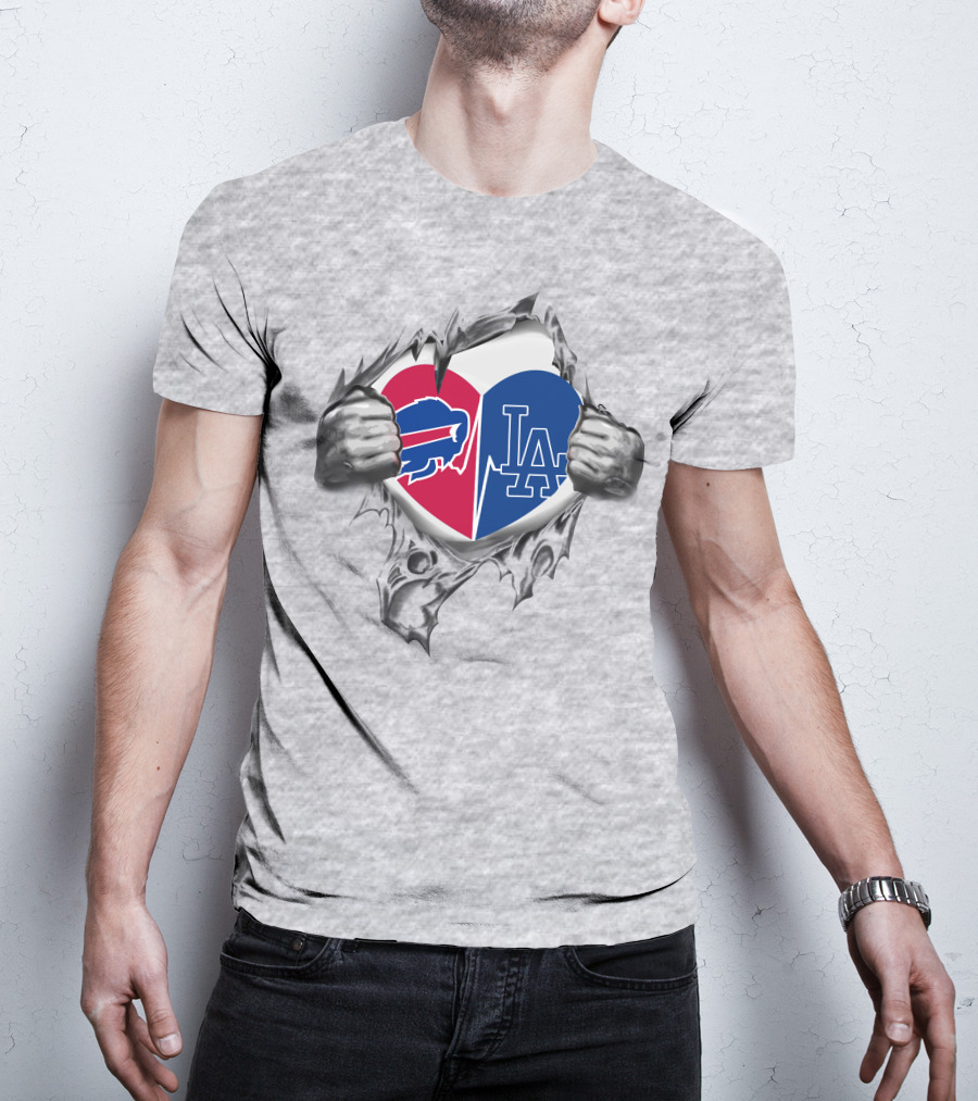 Buffalo Bills Los Angeles Dodgers Heart T-Shirt
