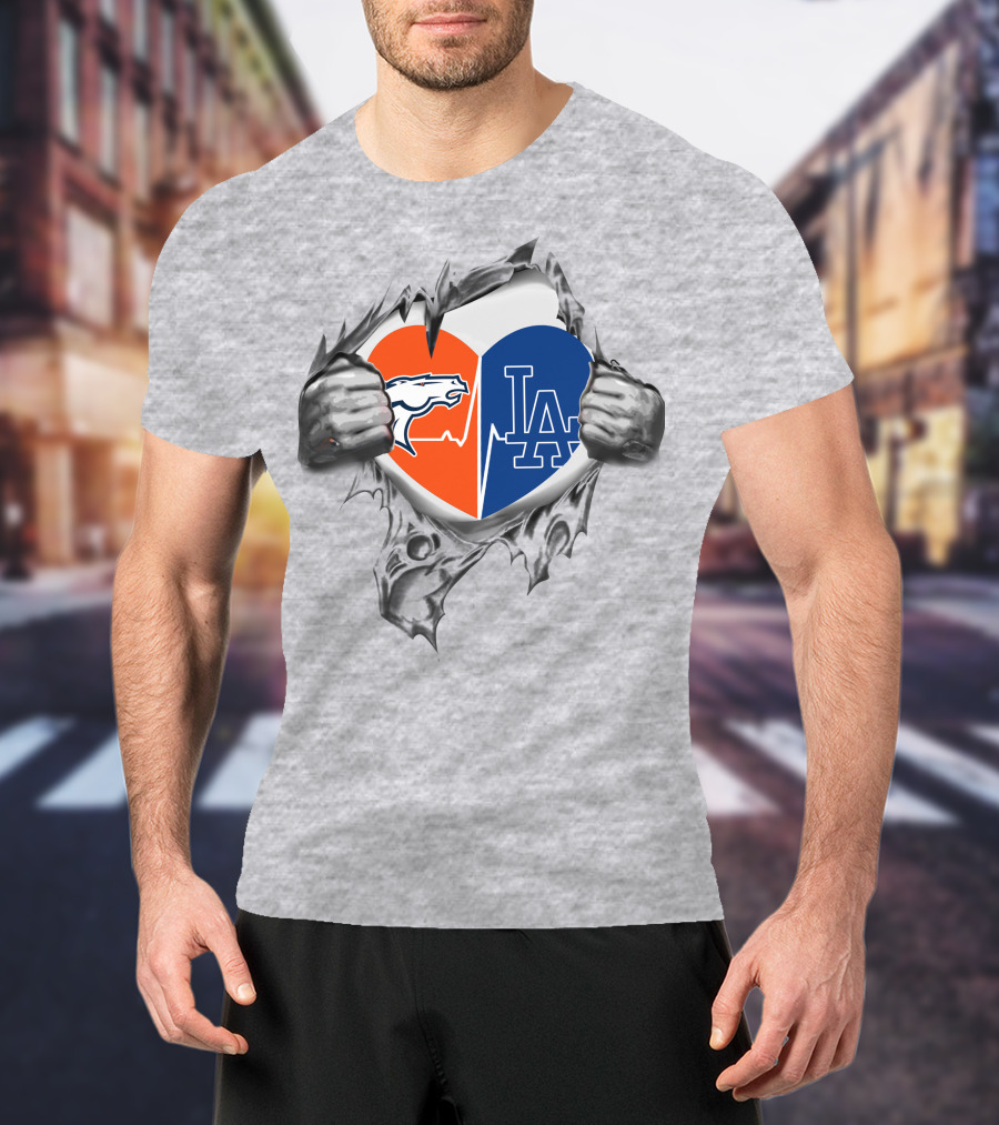 Broncos Dodgers Heart T-Shirt