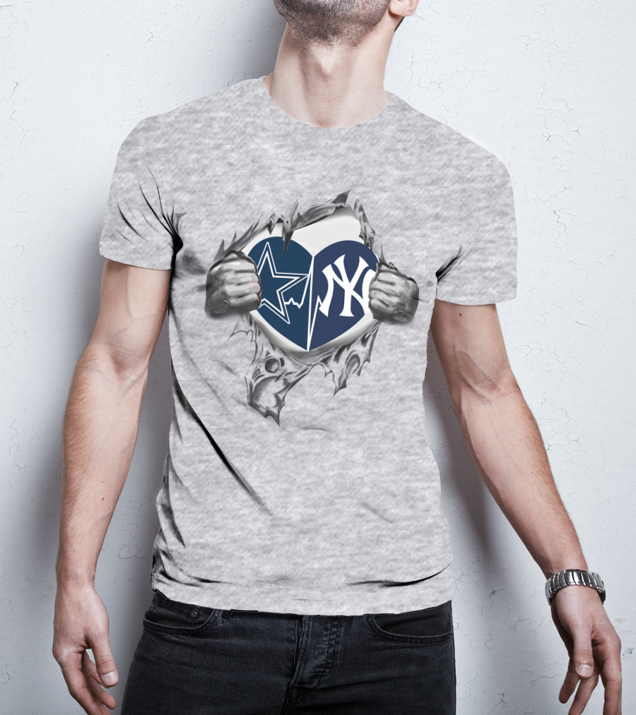 Cowboys Yankees Split Heart T-Shirt