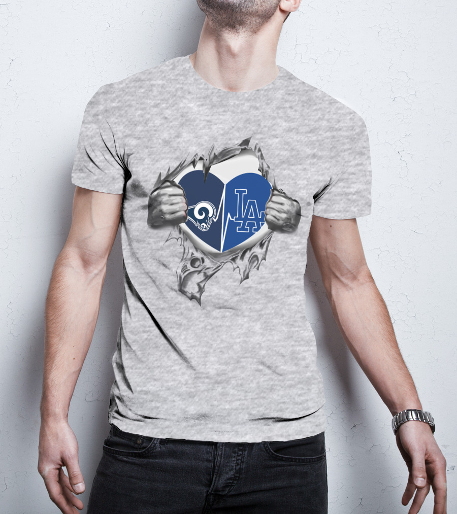 Rams LA Dodgers Heartbeat T-Shirt