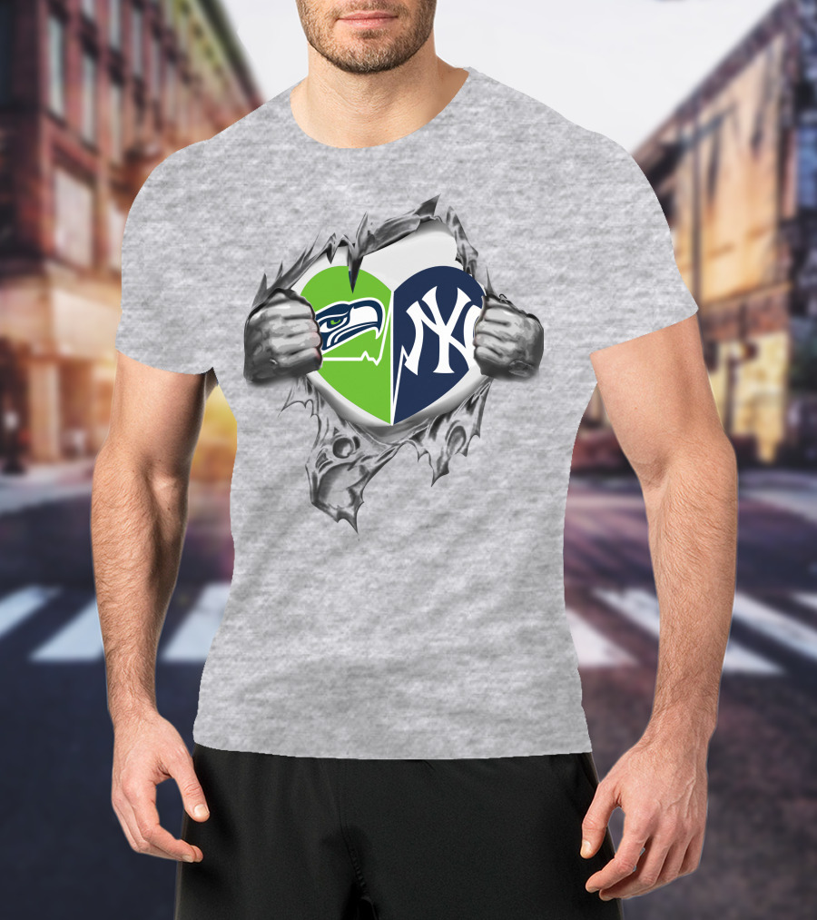 Seahawks Yankees Heart T-Shirt