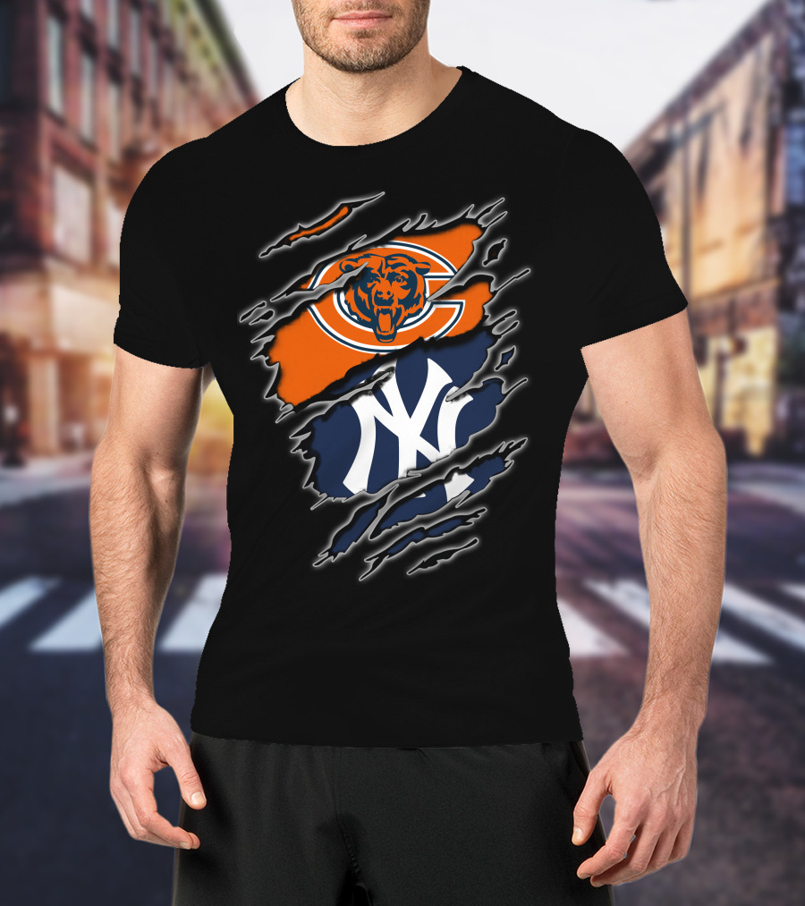 Chicago Bears New York Yankees Crossover T-Shirt