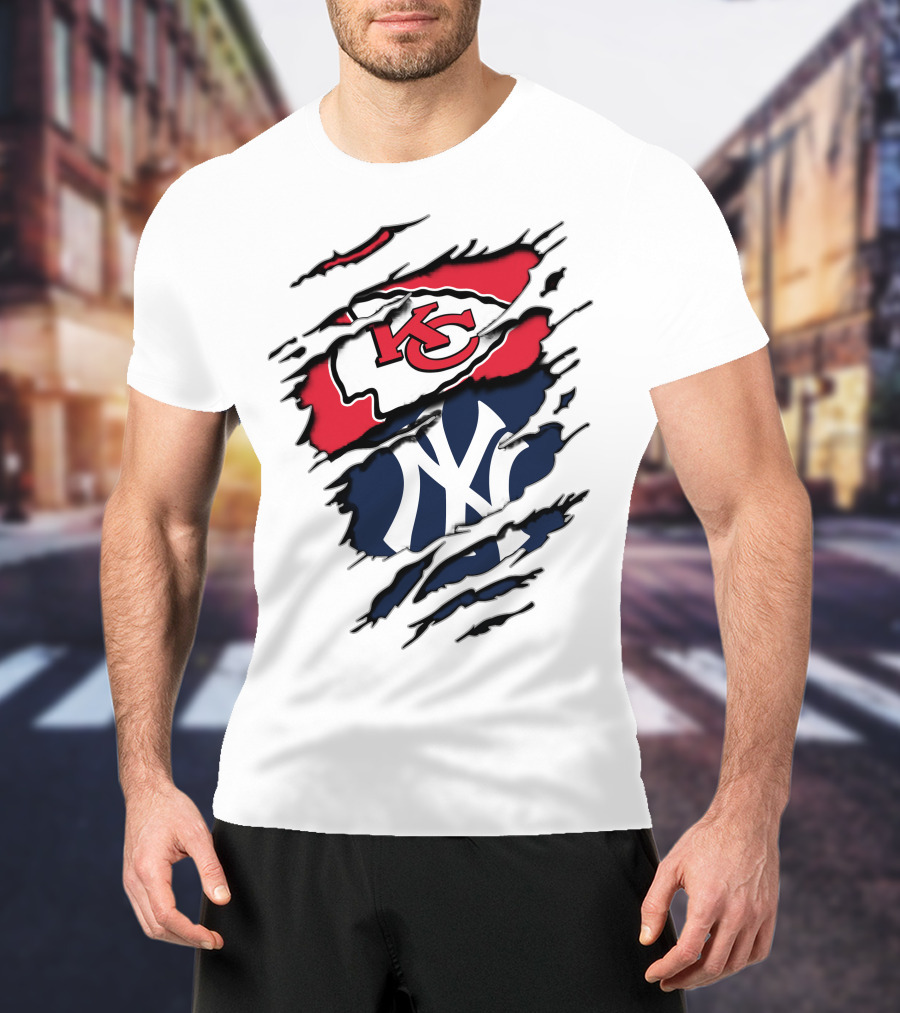 Kansas City Chiefs New York Yankees Logos Clash T-Shirt