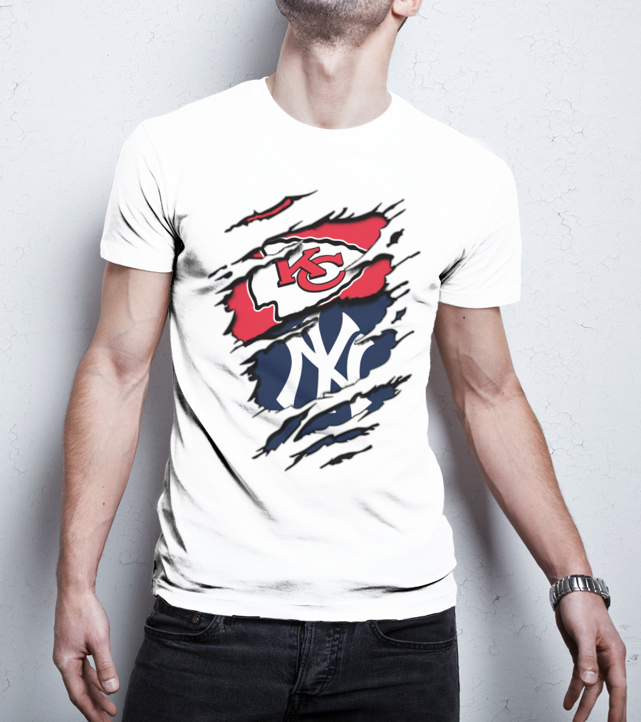 Kansas City Chiefs New York Yankees Logos Clash T-Shirt