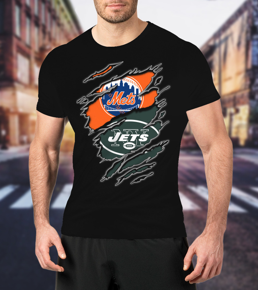 Mets Jets Double Team Fan Pride Mascot T-Shirt