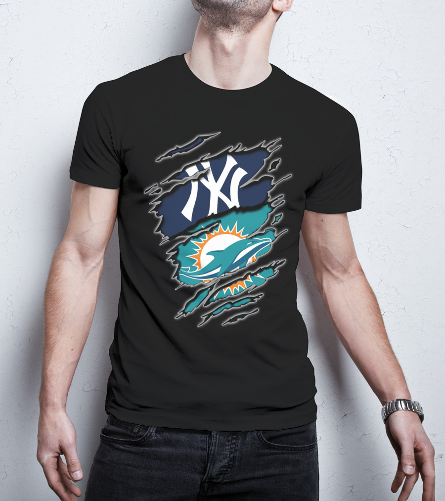Yankees Dolphins Logos Fusion T-Shirt
