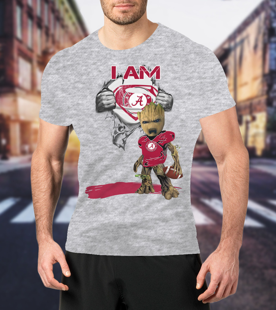 I Am Alabama Baby Groot Football T-Shirt