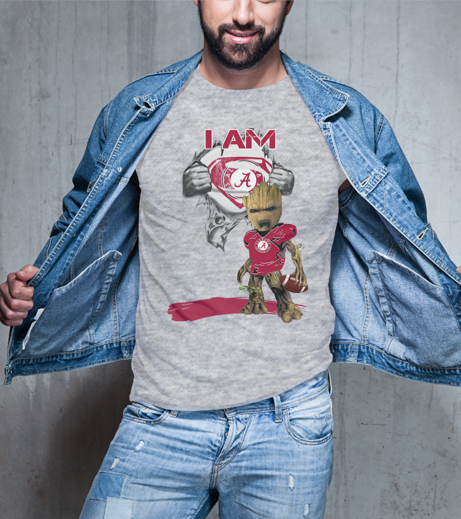 I Am Alabama Baby Groot Football T-Shirt