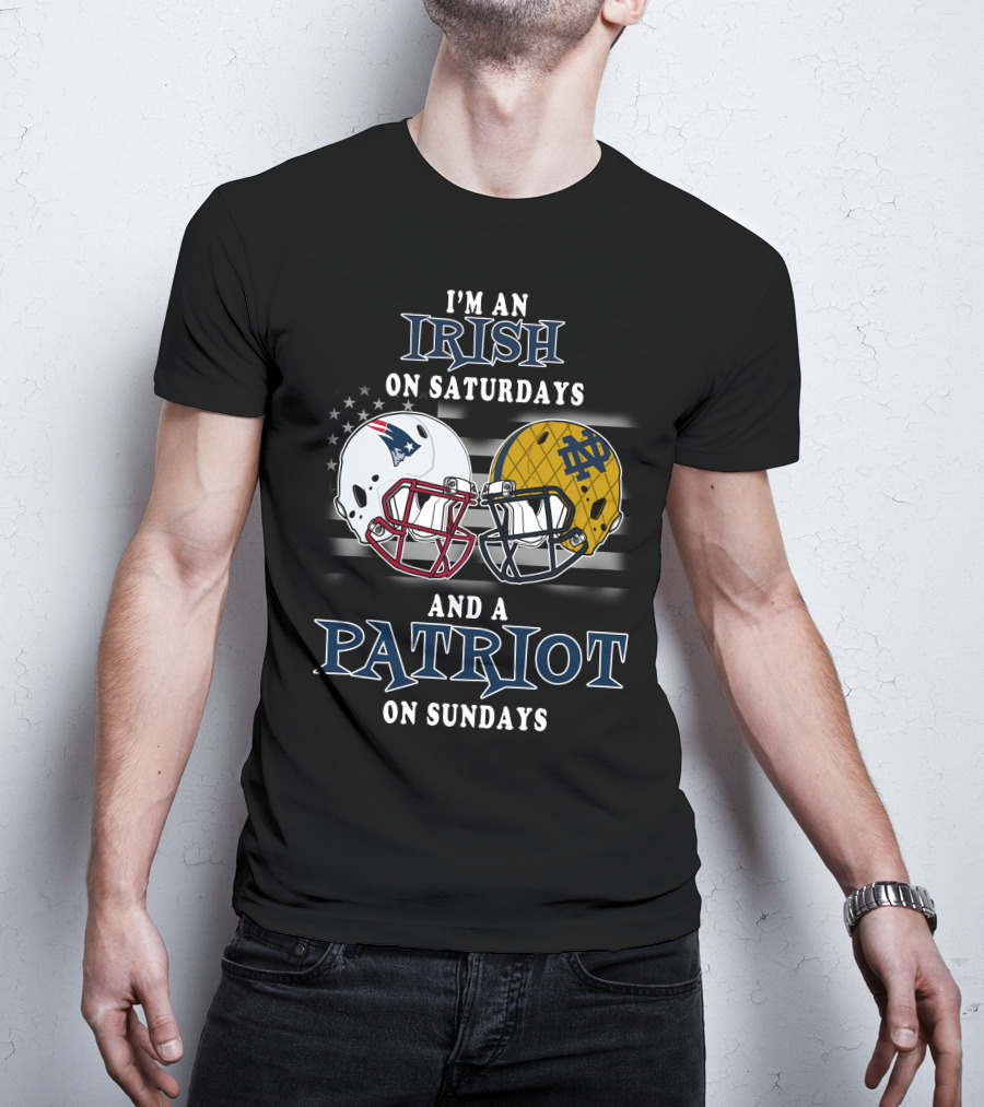 I'm An Irish On Saturdays And A Patriot On Sundays Football Helmets T-Shirt