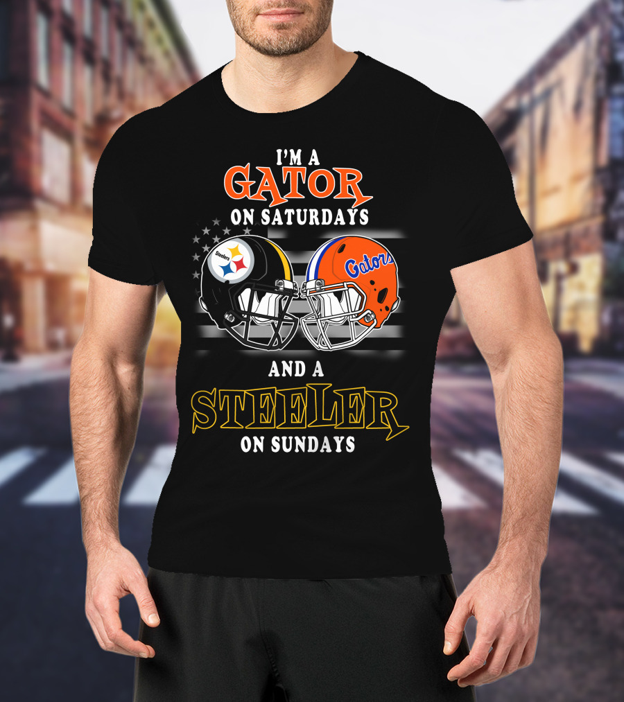 Gator On Saturdays And Steeler On Sundays Football Helmets T-Shirt