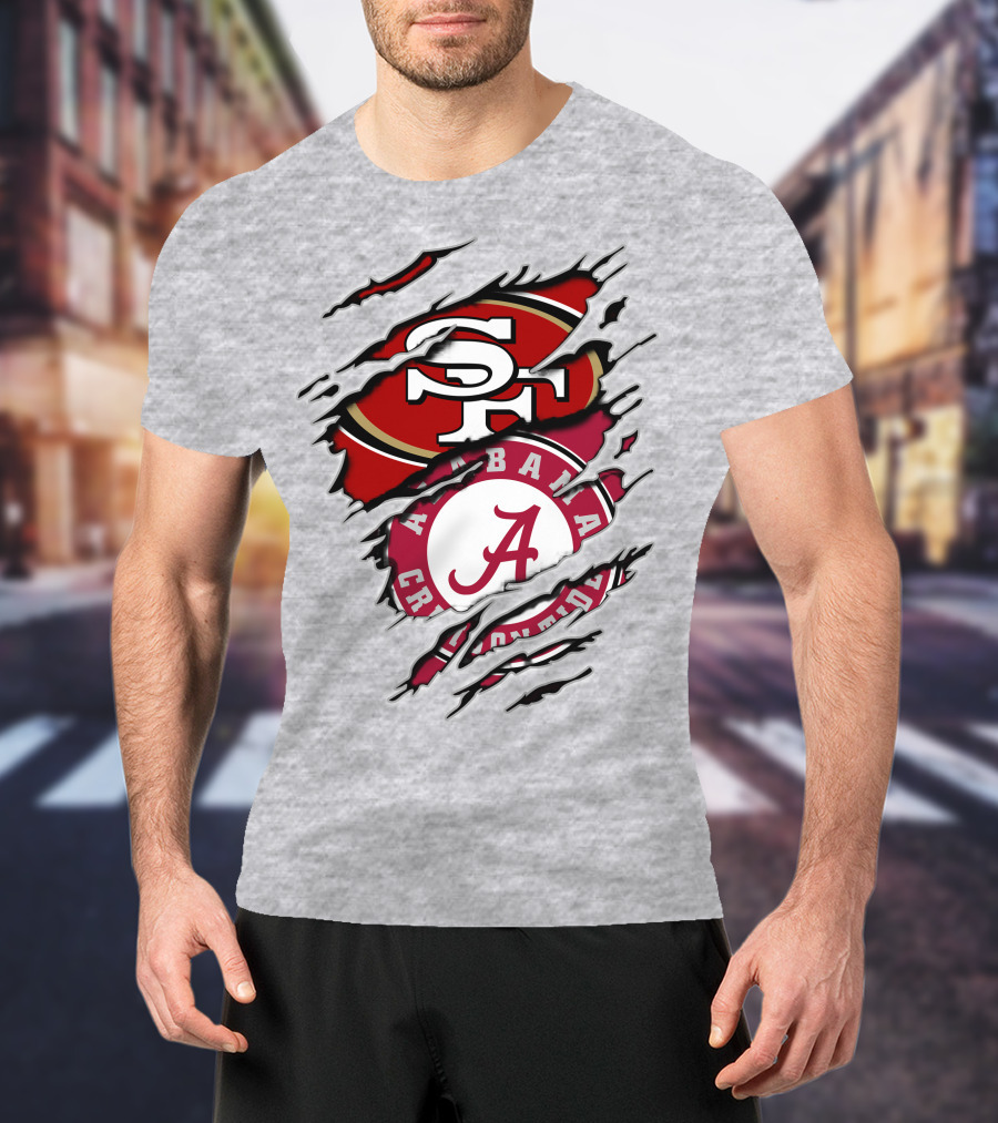 Alabama Crimson Tide San Francisco 49ers Logo Fusion T-Shirt