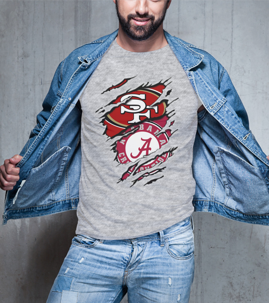 Alabama Crimson Tide San Francisco 49ers Logo Fusion T-Shirt