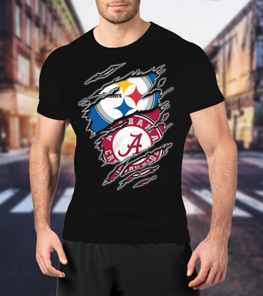 Alabama Crimson Tide And Pittsburgh Steelers Crossover T-Shirt