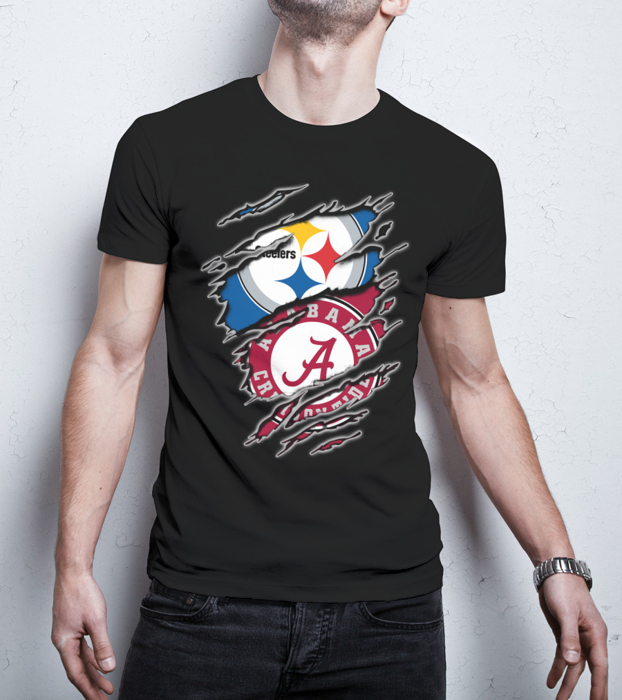 Alabama Crimson Tide And Pittsburgh Steelers Crossover T-Shirt