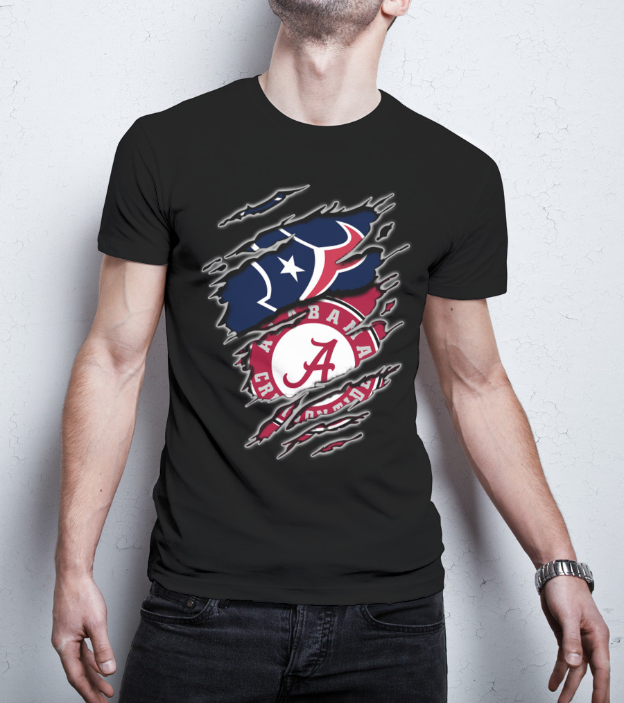 Alabama Crimson Tide Houston Texans Fan Pride Combo T-Shirt