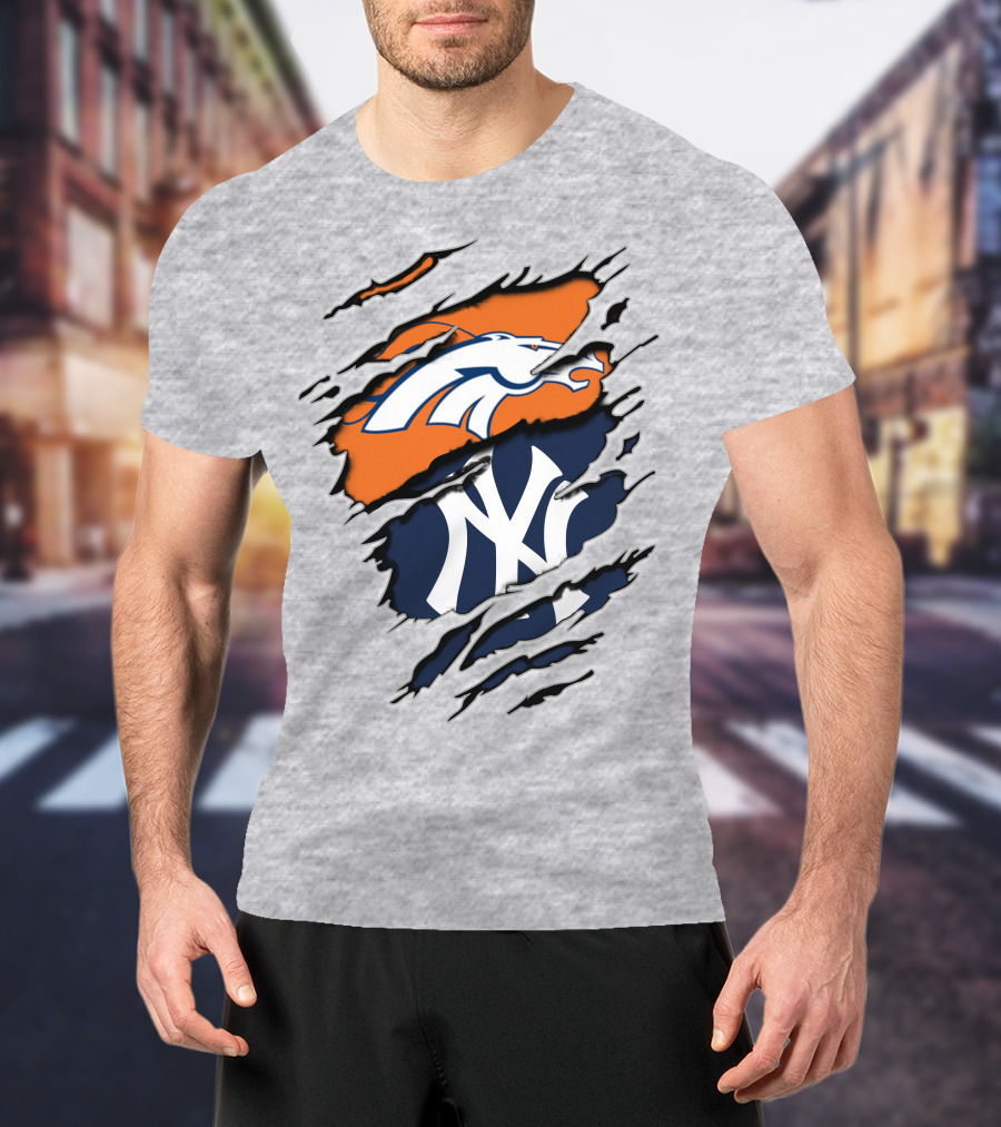 Broncos Yankees Logo Mashup T-Shirt