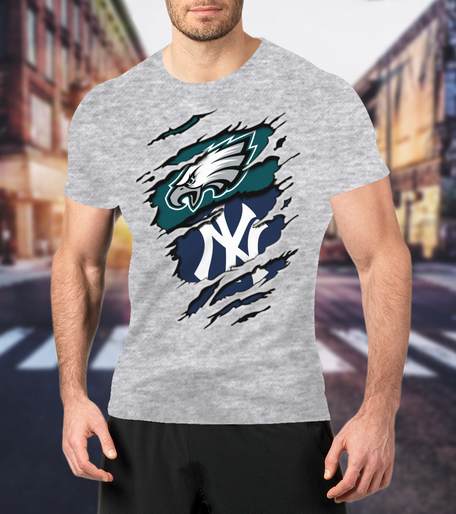 Philadelphia Eagles New York Yankees Fan Crossover T-Shirt