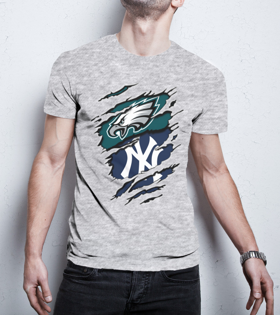 Philadelphia Eagles New York Yankees Fan Crossover T-Shirt