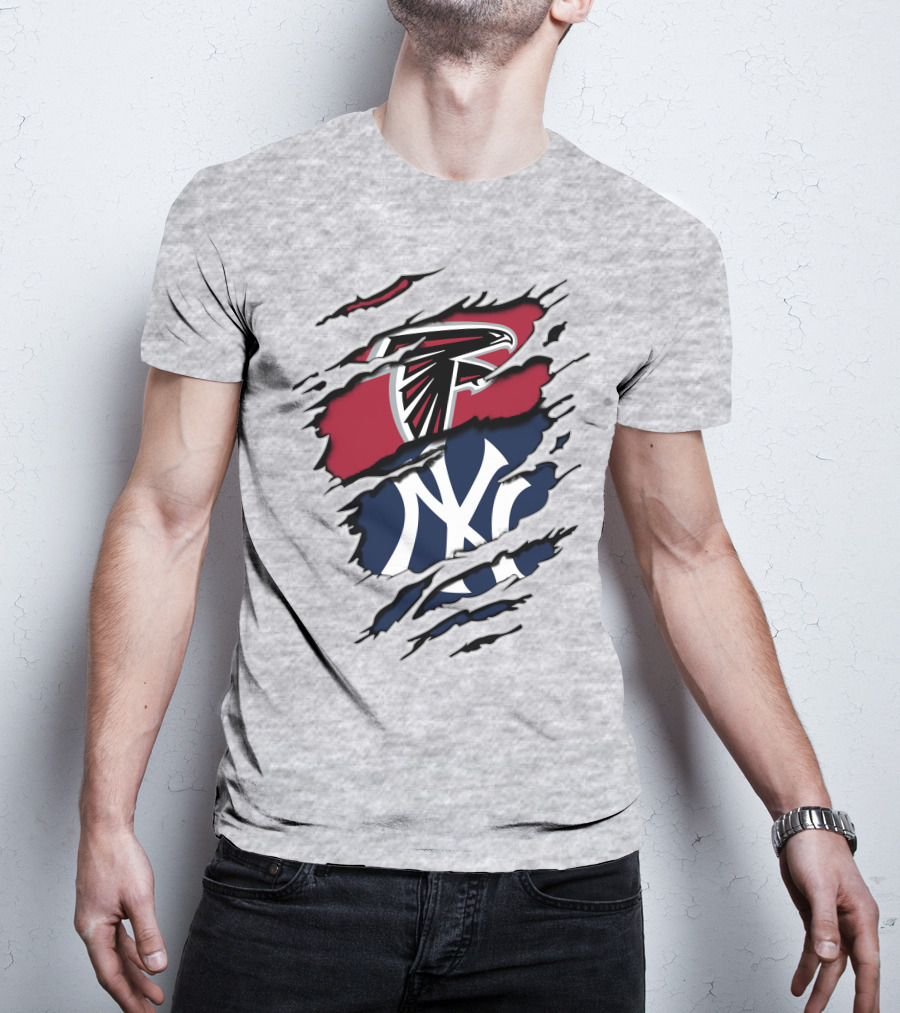 Atlanta Falcons New York Yankees Logo Mashup T-Shirt