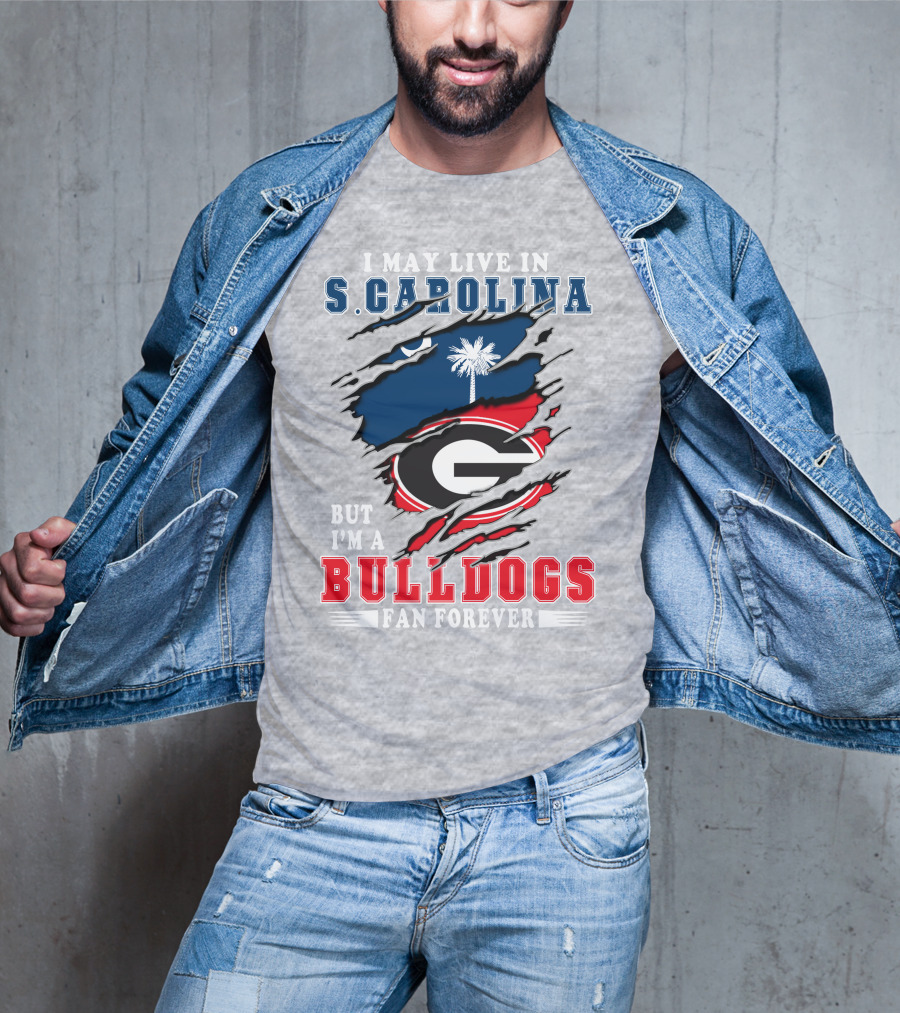 S. Carolina Bulldogs Fan Forever Bulldogs Logo Palma Tree And Crescent Moon T-Shirt