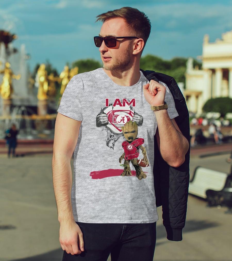 I Am Alabama Baby Groot Football Hero T-Shirt